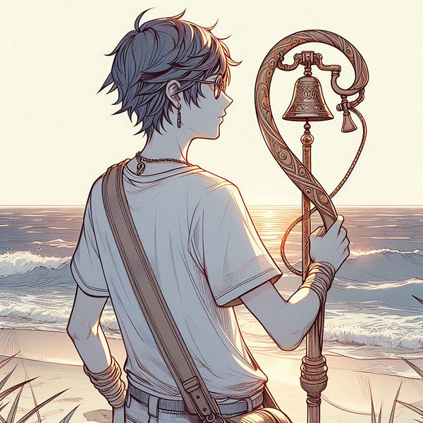 『海辺の磯篝、風と共に』イメージ画像 by SeaArt