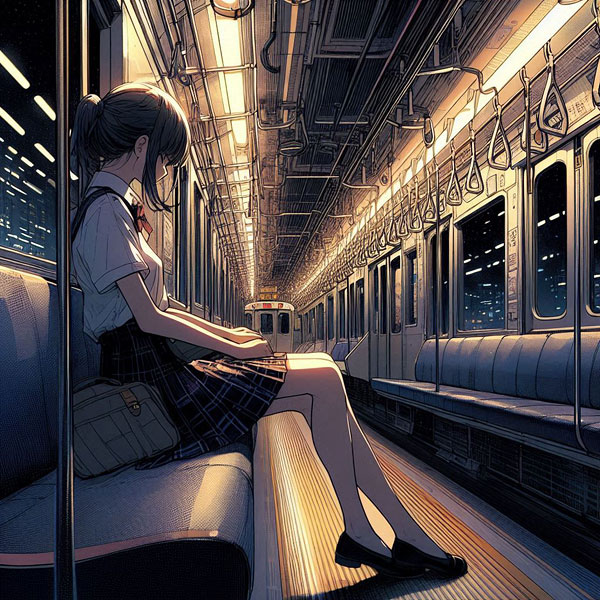 『終電、君との距離』イメージ画像 by SeaArt